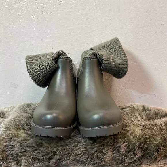 MIA Rain Boot Versatile Knit Accent Cuff grey/Olive Waterproof Lower-38-#0031 - Picture 5 of 14